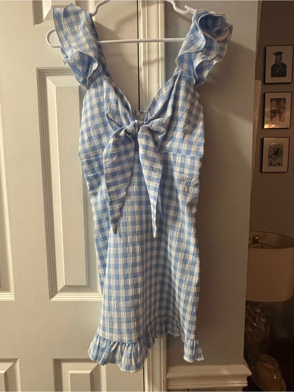 Altar’d State Blue and White Gingham Tie-Front Sundress size XS